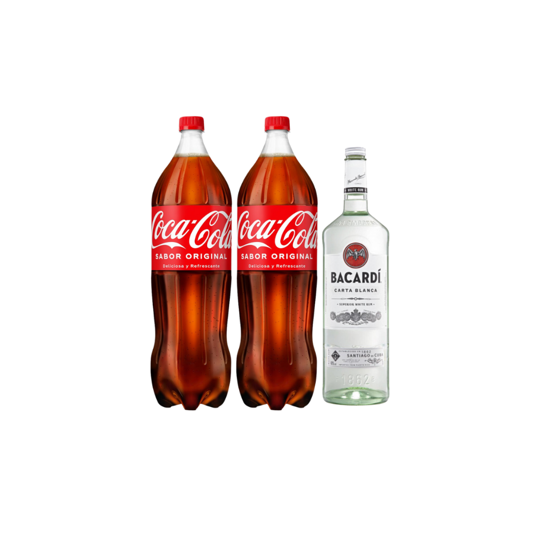 Bacardi 1L + 2 Coca Cola 2L