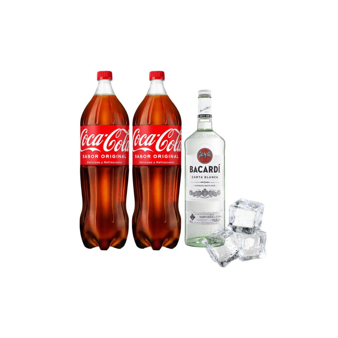 Bacardi 1L + 2 Coca Cola 2L