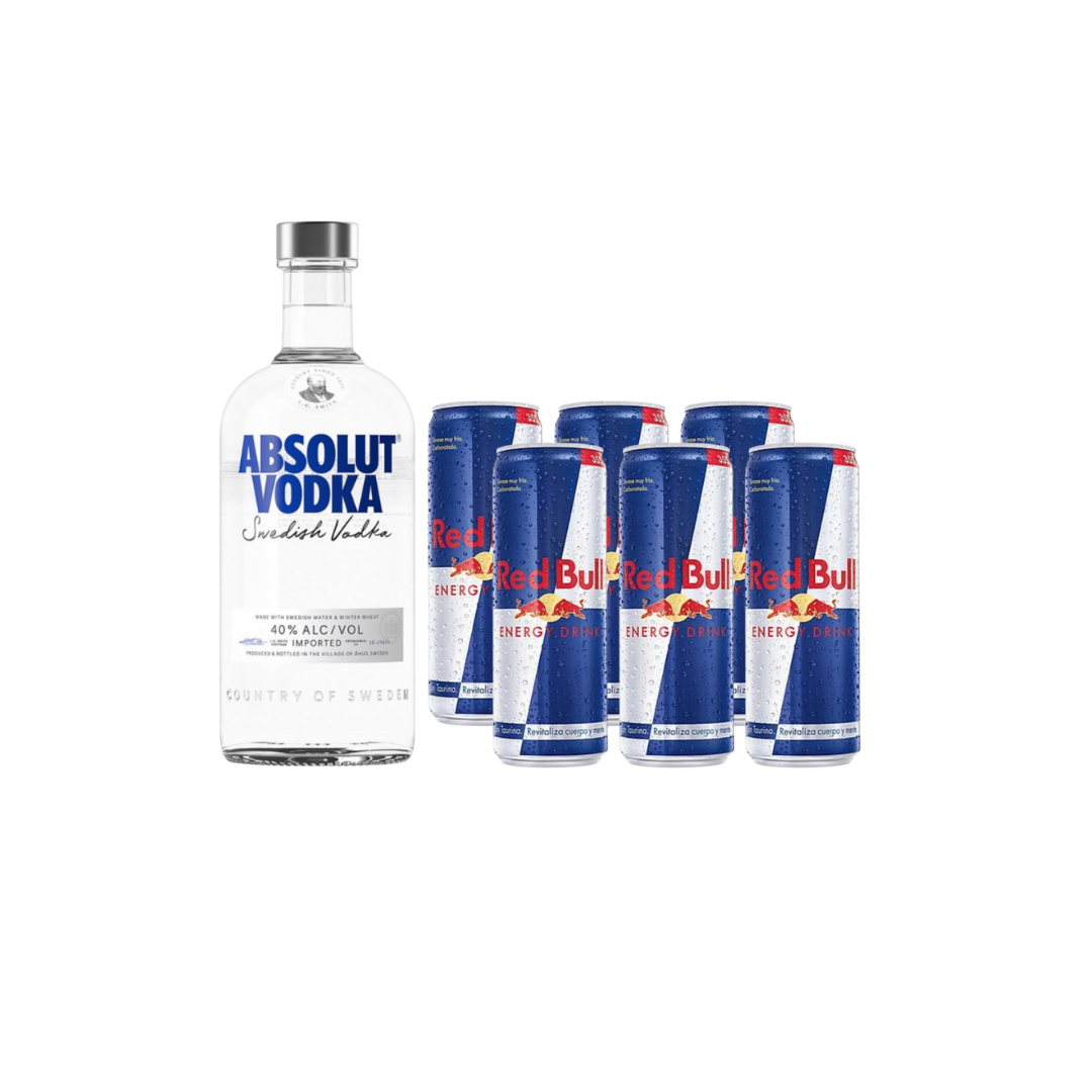 Vodka Absolut 1L + 6 Red Bull