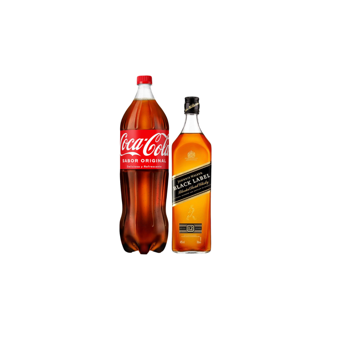 Whisky Johnnie Walker Black Label + Coca Cola 2L