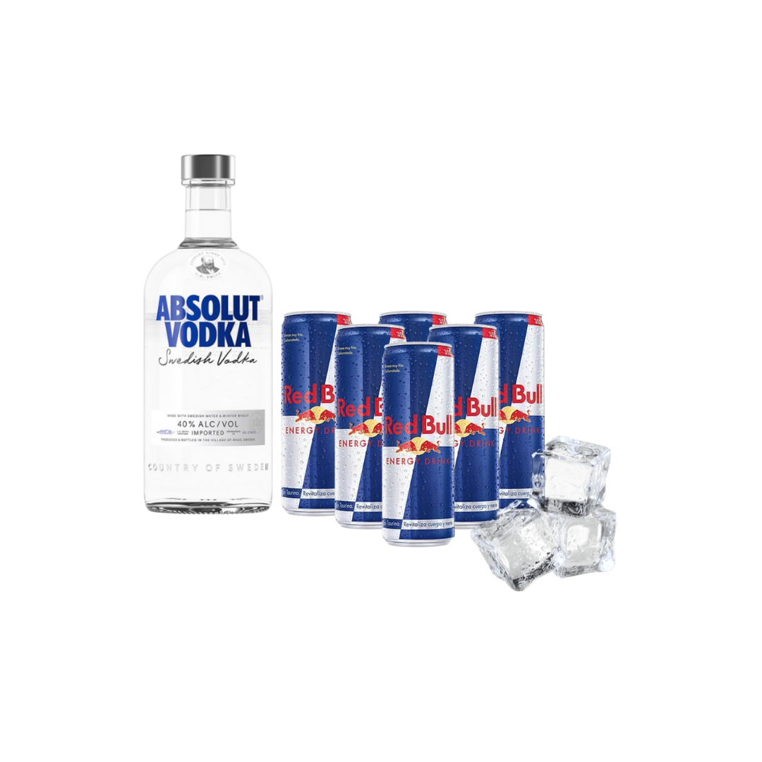 Vodka Absolut 1L + 6 Red Bull