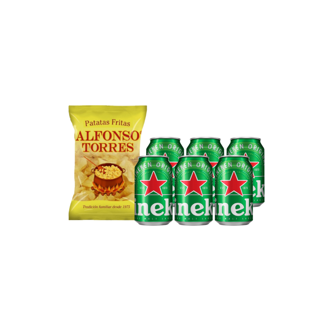 Pack 6 latas Heineken + Patatas Torres